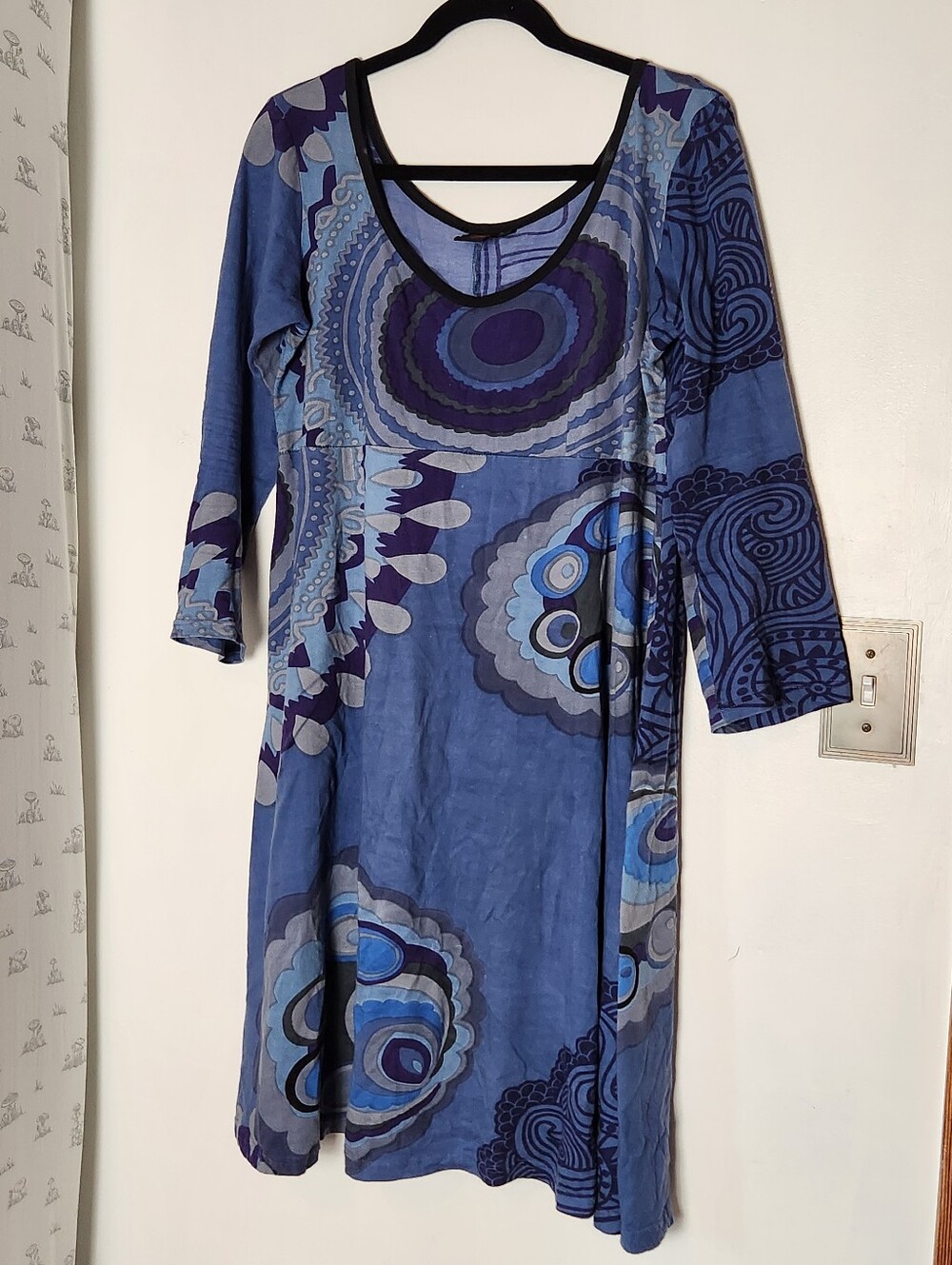 Aller Simplement Y2K Blue Abstract Printed Dress Size M
